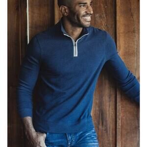 The Normal Brand Puremeso Quarter Zip Pullover Navy Size Large